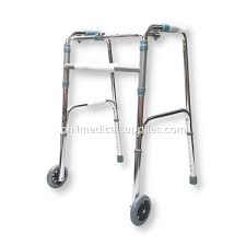 Folding walker with wheels