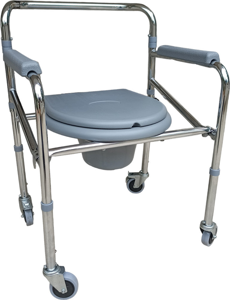 Commode chair with wheels