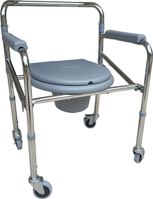 Commode chair with wheels