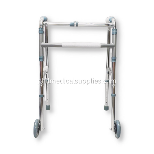 Folding walker with wheels